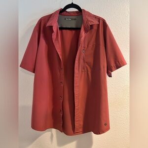 Desert Dunes Men's Casual Button Down Shirt in Coral Size Large
